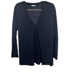 Hemisphere Luxury 100% Merino Wool Cardigan LightWeight Navy Blue Size 36/US 4-6